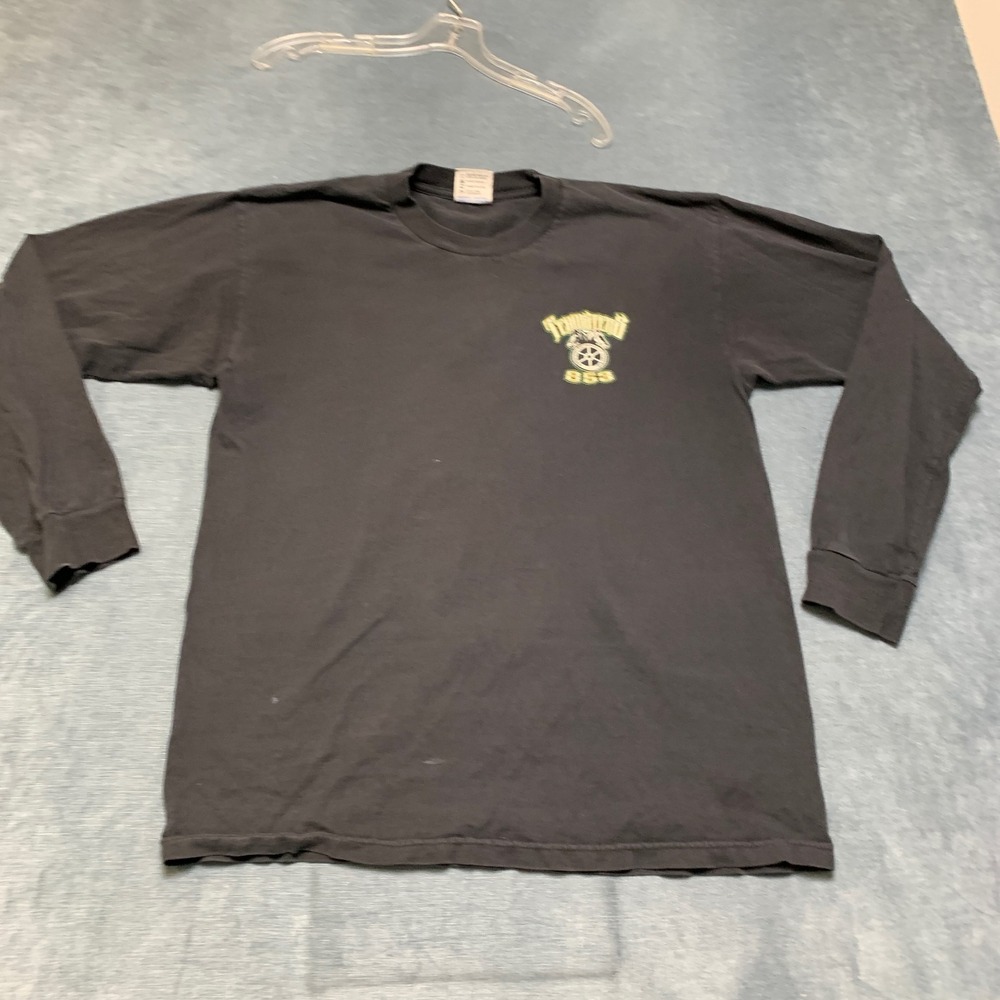 Bayside Teamsters 853 Shirt Mens Large Faded Black Graphic Cotton Heavy Weight